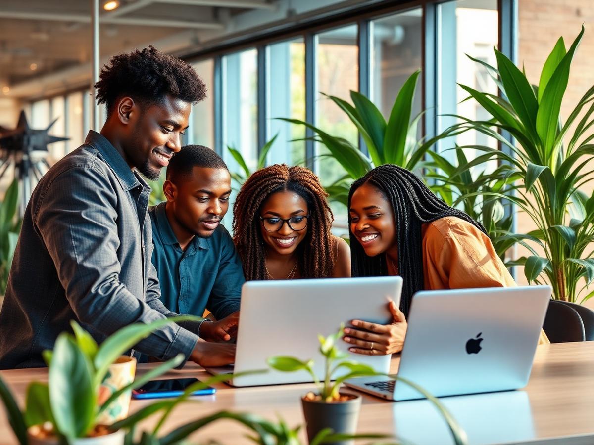 African tech team working together